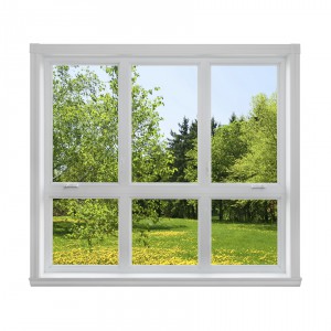 Spring landscape seen through the window